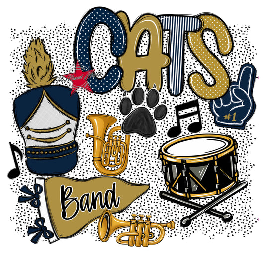 Cats Band Spirit-Navy & Gold