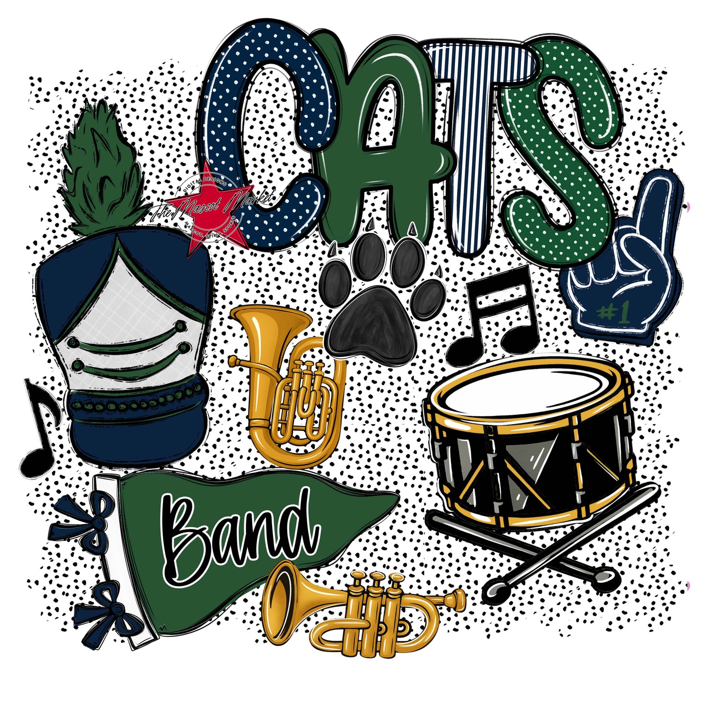 Cats Band Spirit-Navy & Green