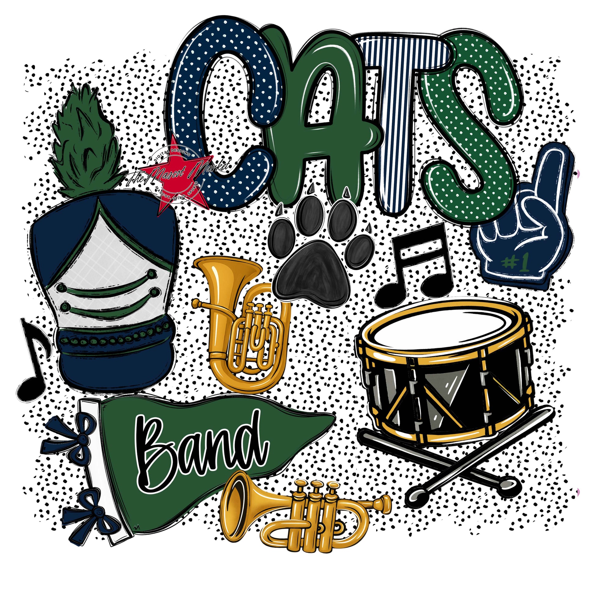 Cats Band Spirit-Navy & Green