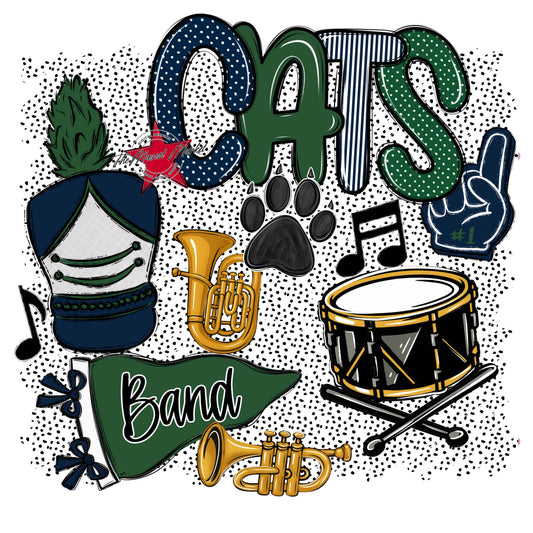 Cats Band Spirit-Navy & Green