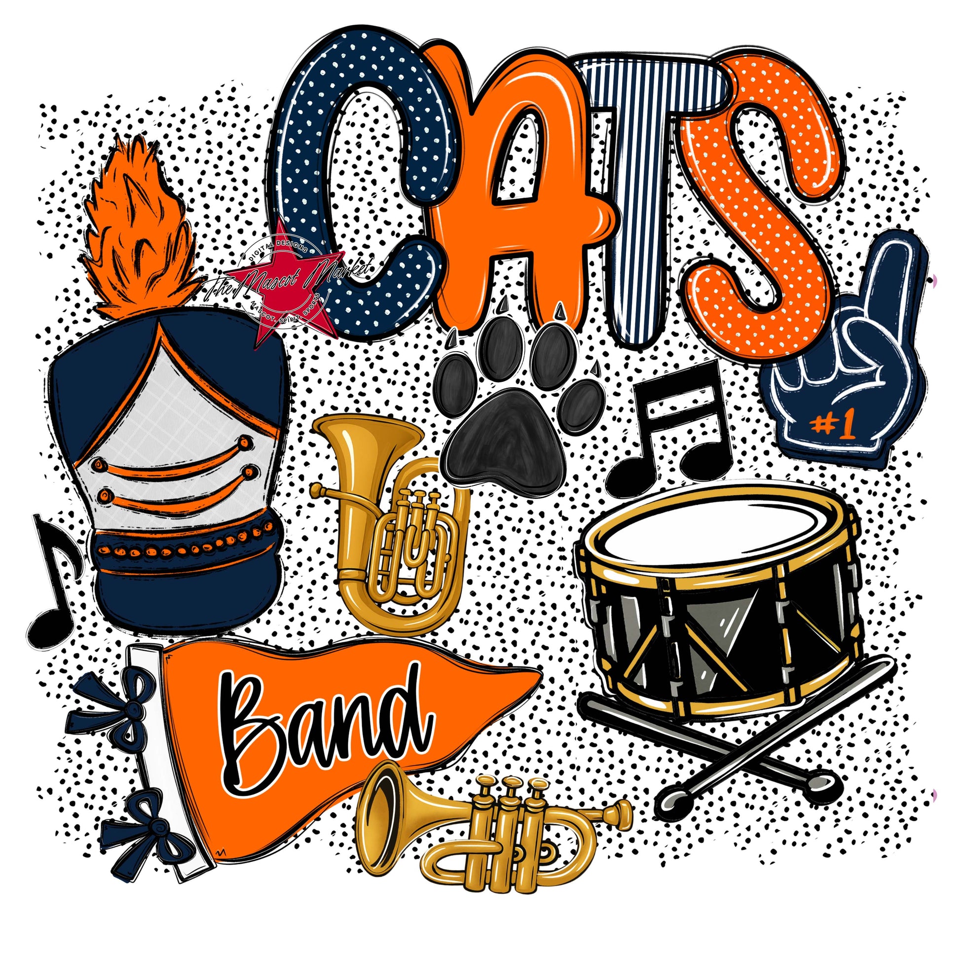Cats Band Spirit-Navy & Orange