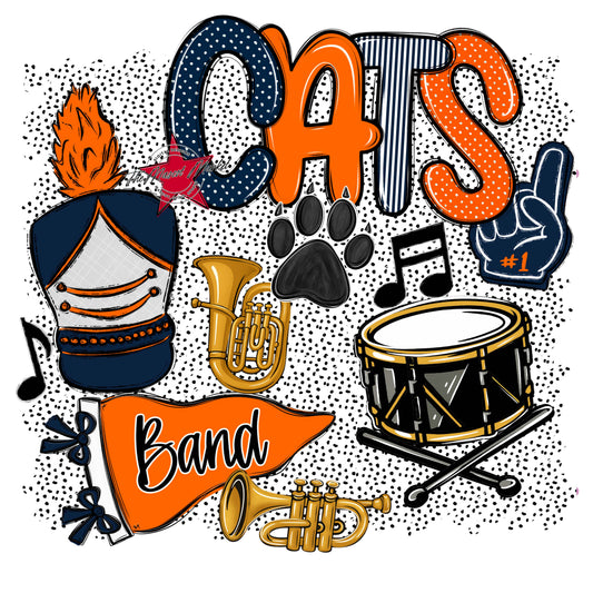 Cats Band Spirit-Navy & Orange