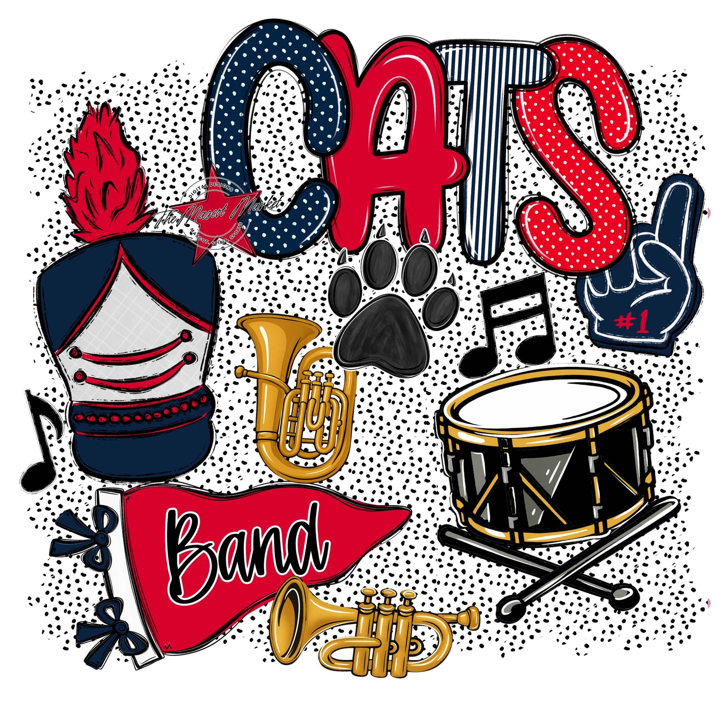 Cats Band Spirit-Navy & Red