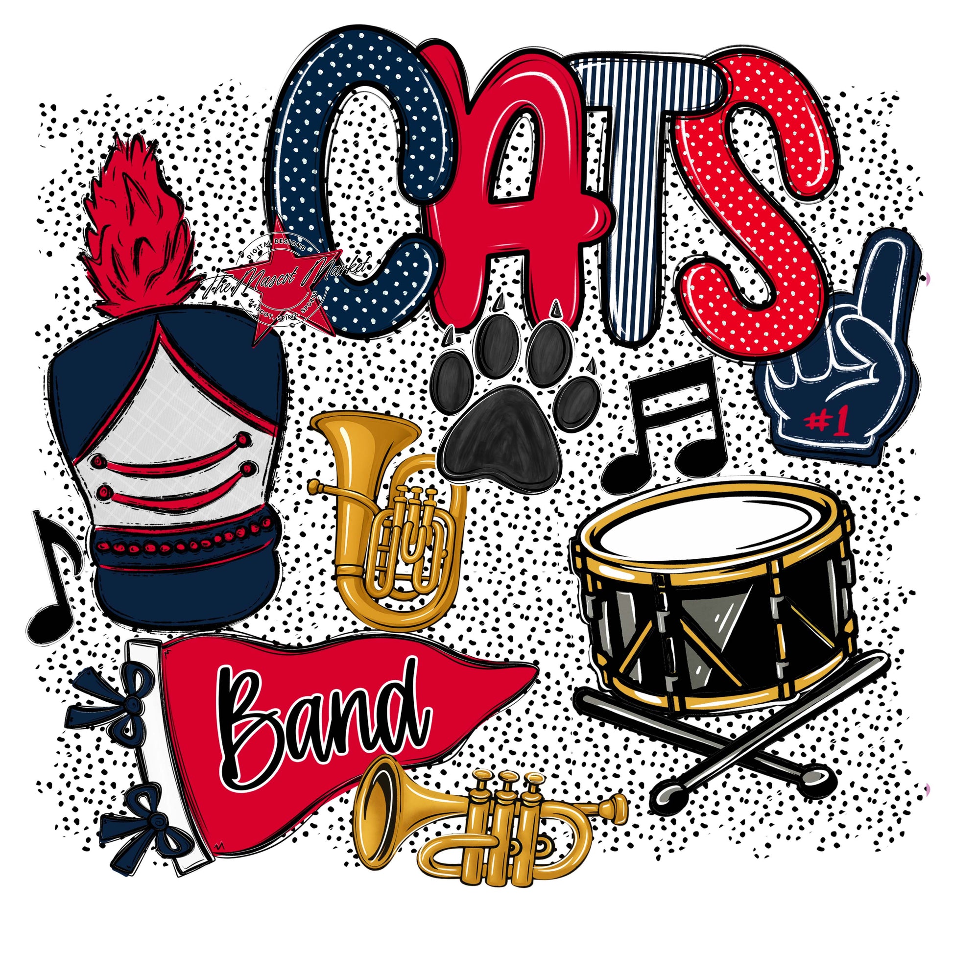 Cats Band Spirit-Navy & Red