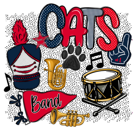 Cats Band Spirit-Navy & Red