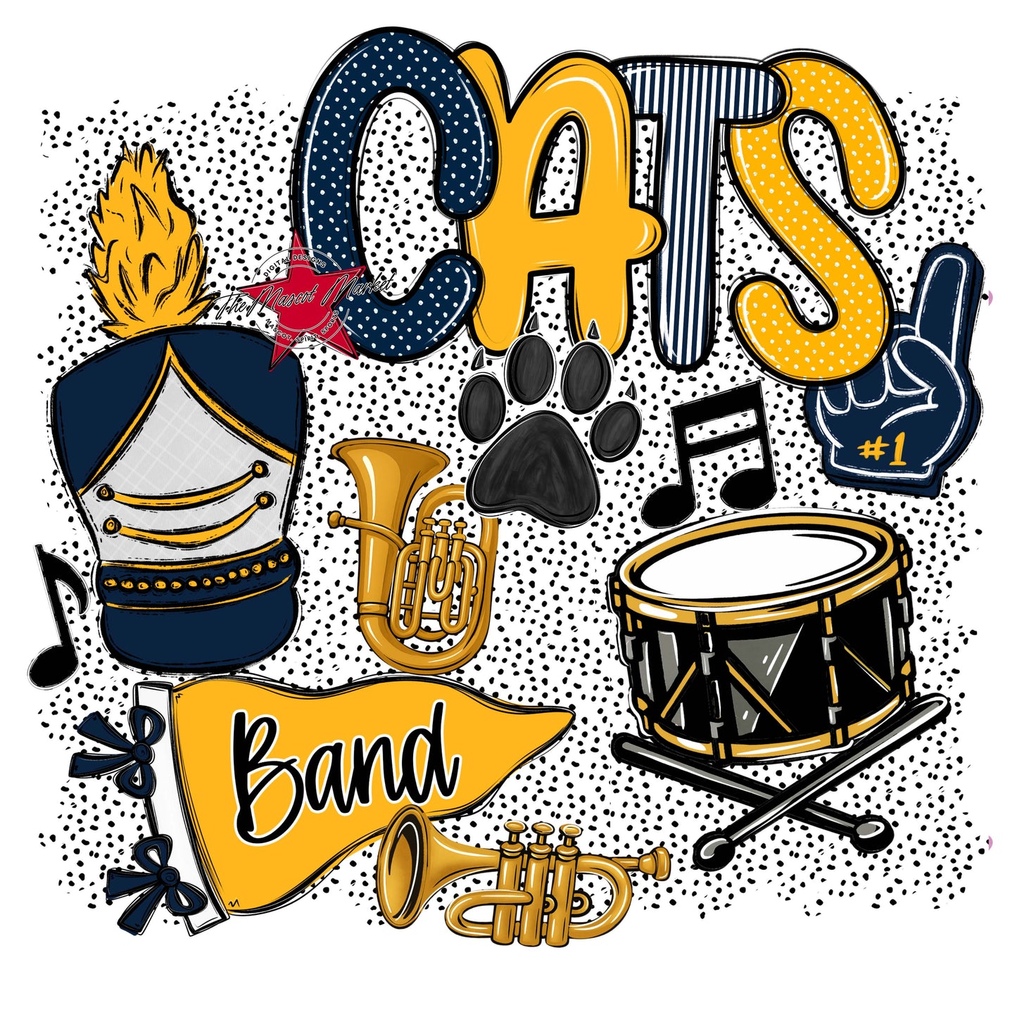 Cats Band Spirit-Navy & Yellow