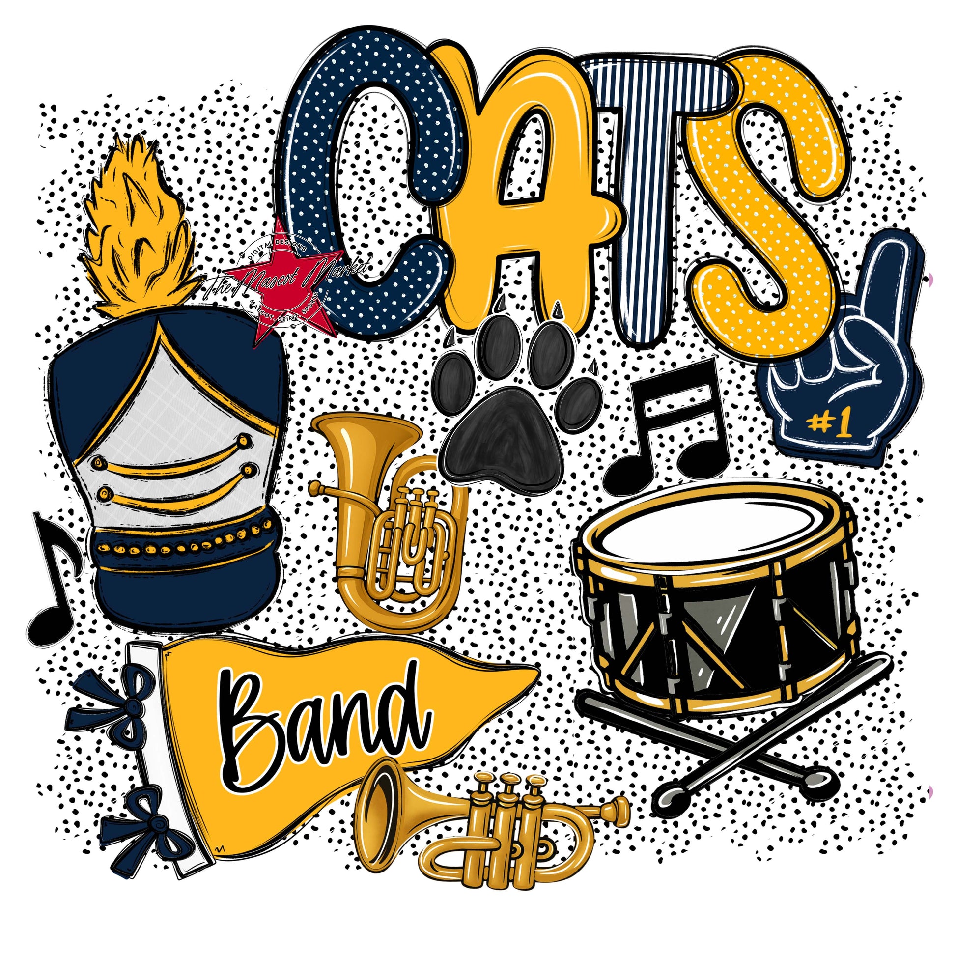 Cats Band Spirit-Navy & Yellow