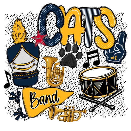 Cats Band Spirit-Navy & Yellow