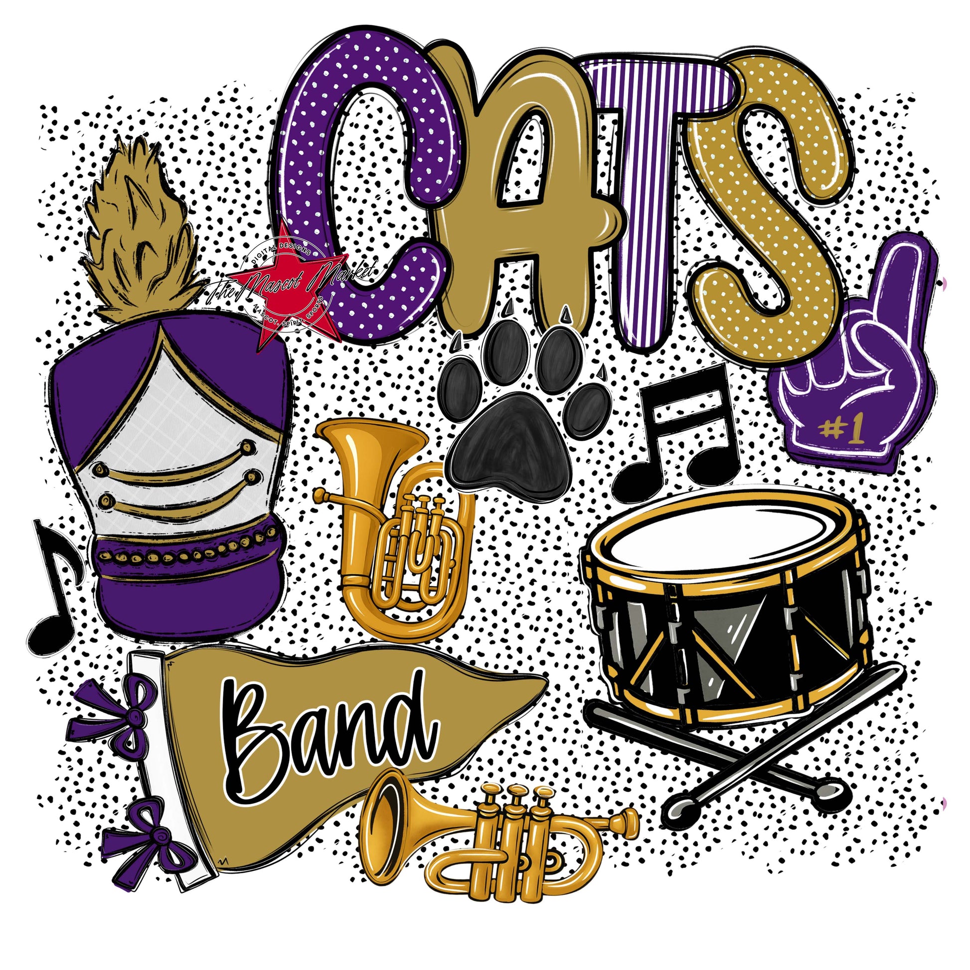 Cats Band Spirit-Purple & Gold