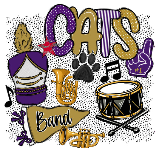 Cats Band Spirit-Purple & Gold