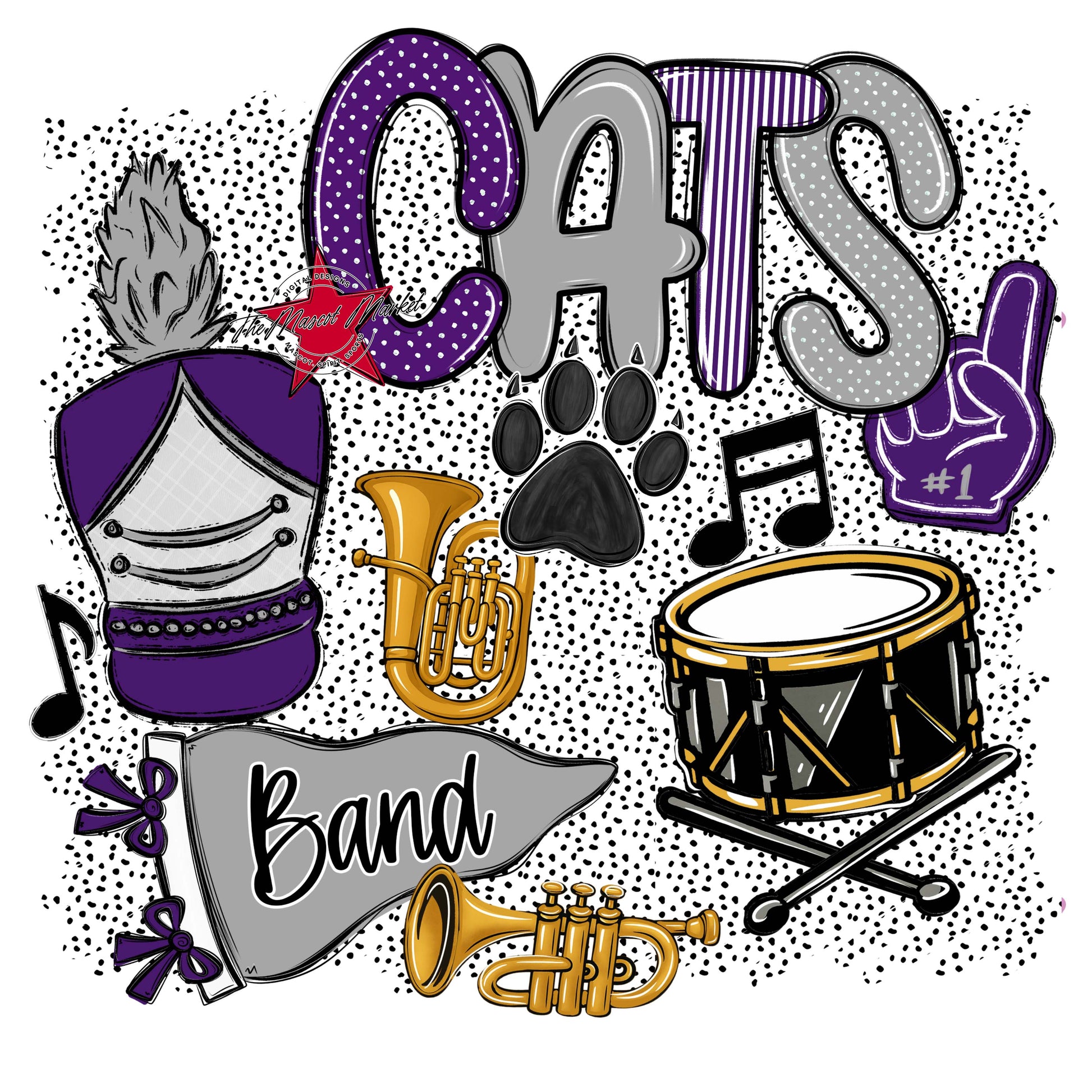 Cats Band Spirit-Purple & Grey