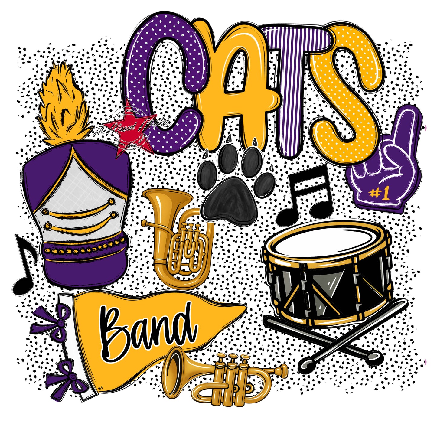 Cats Band Spirit-Purple & Yellow