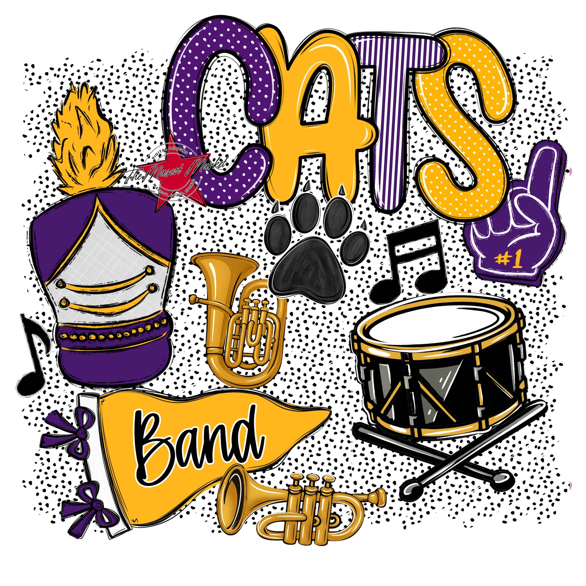 Cats Band Spirit-Purple & Yellow