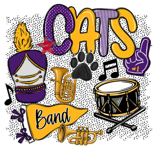 Cats Band Spirit-Purple & Yellow