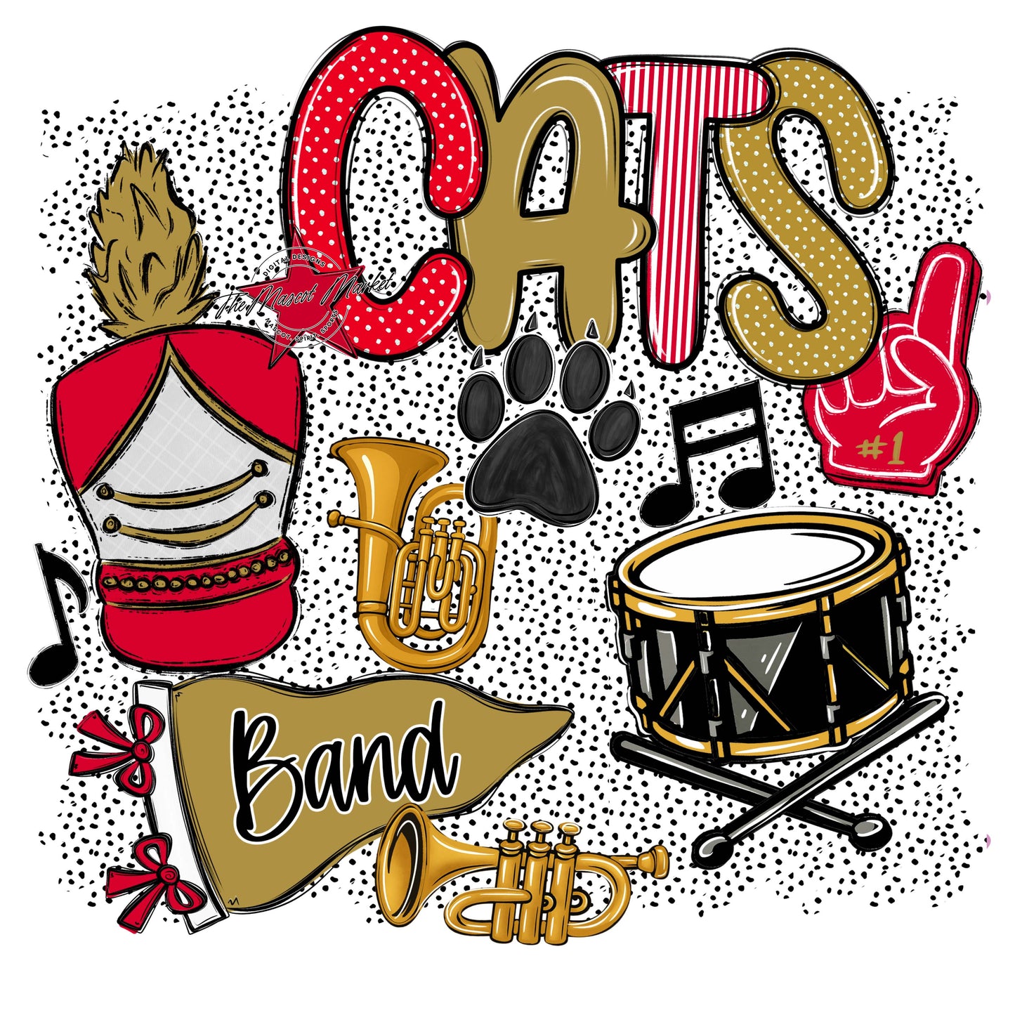 Cats Band Spirit-Red & Gold