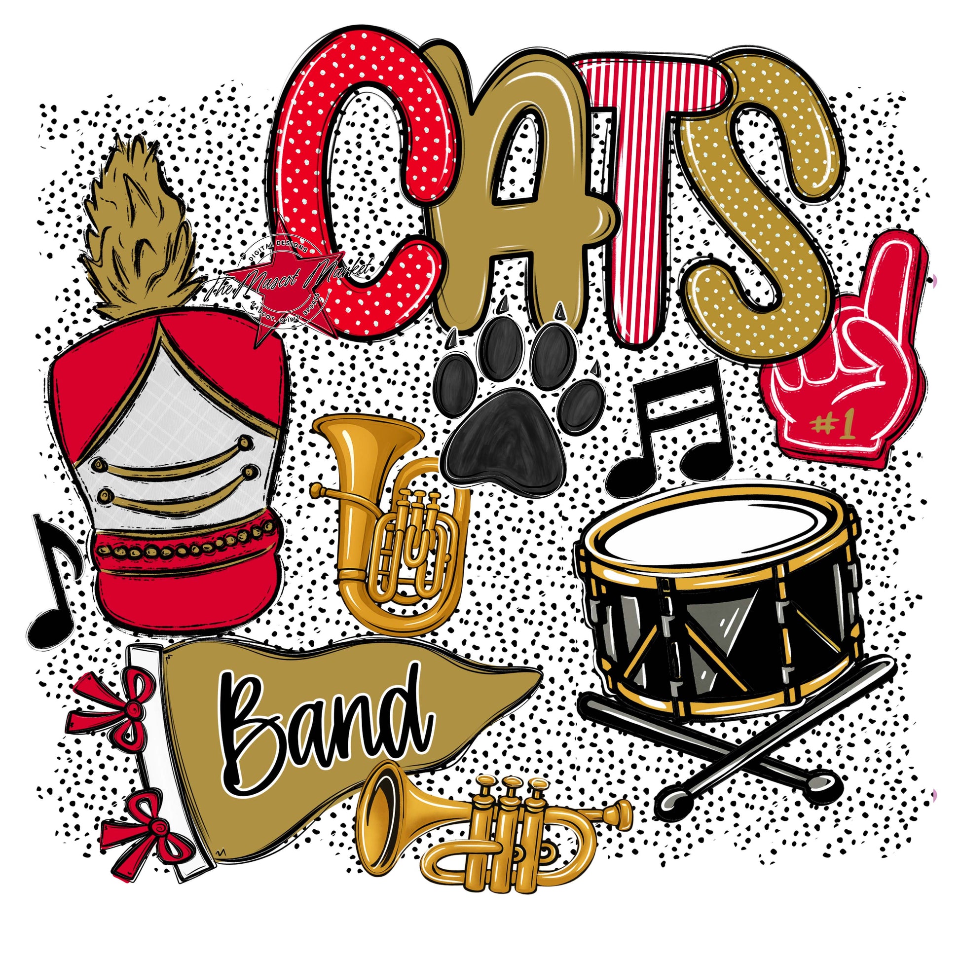Cats Band Spirit-Red & Gold