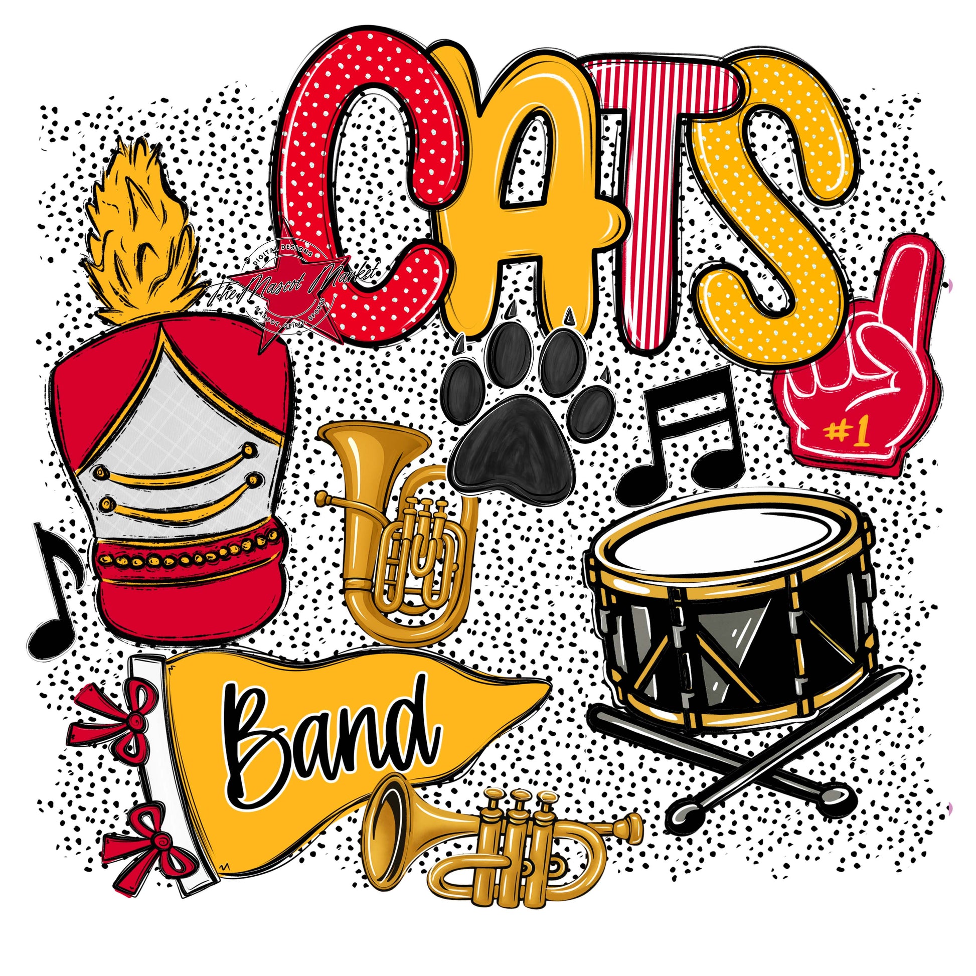 Cats Band Spirit-Red & Yellow