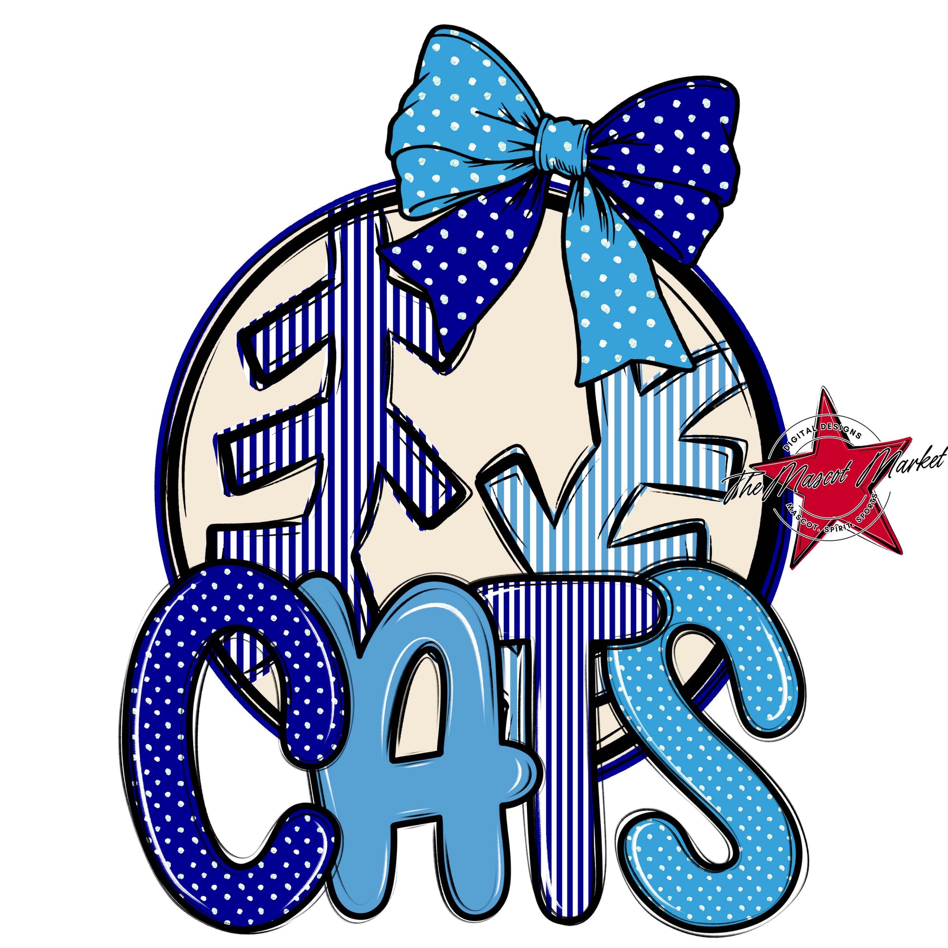 Cats Baseball-Softball Spirit Design-Blue & Carolina Blue