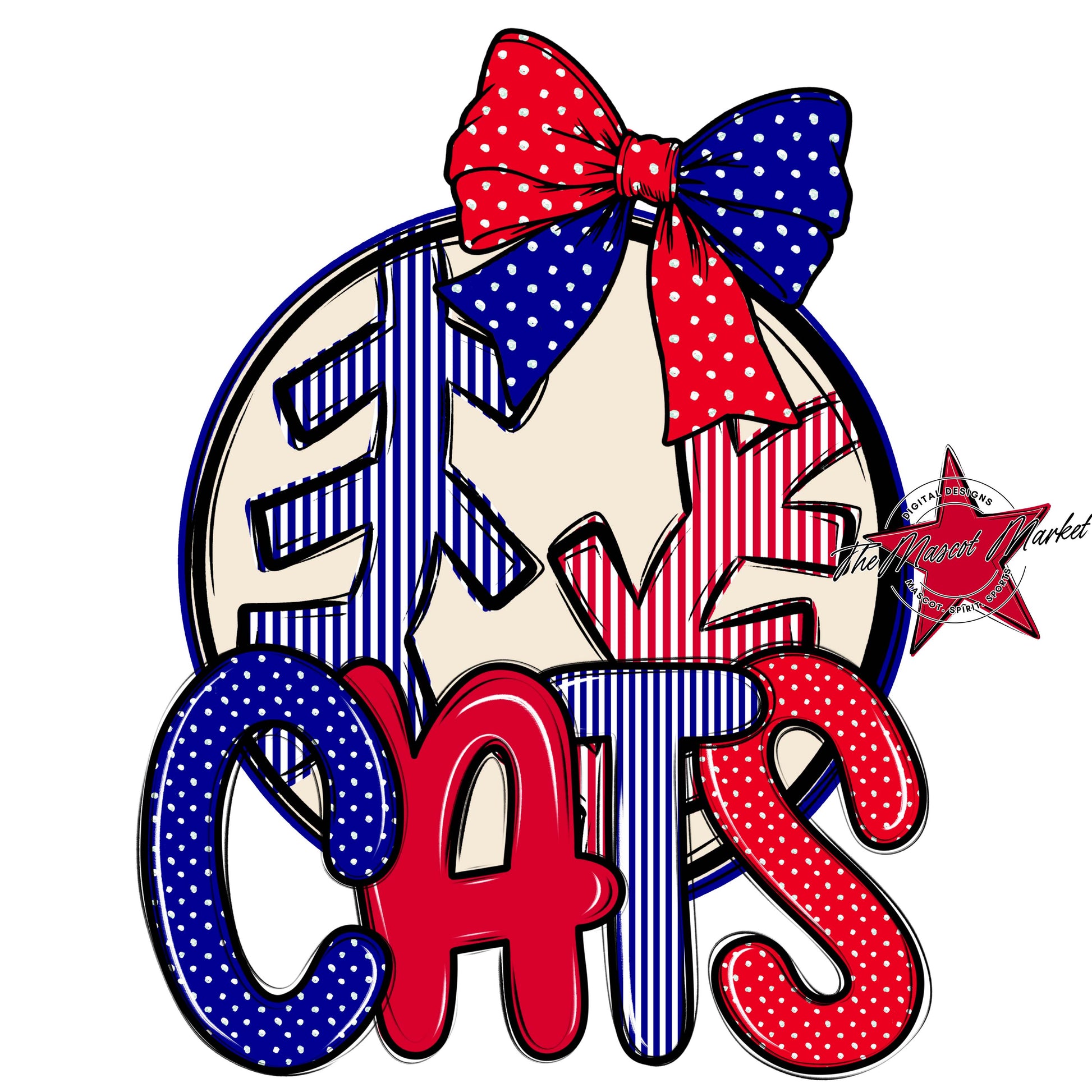 Cats Baseball-Softball Spirit Design-Blue & Red