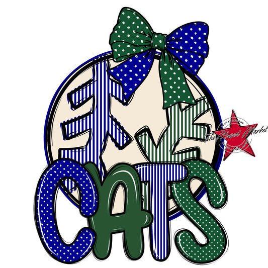 Cats Baseball-Softball Spirit Design-Blue & Green