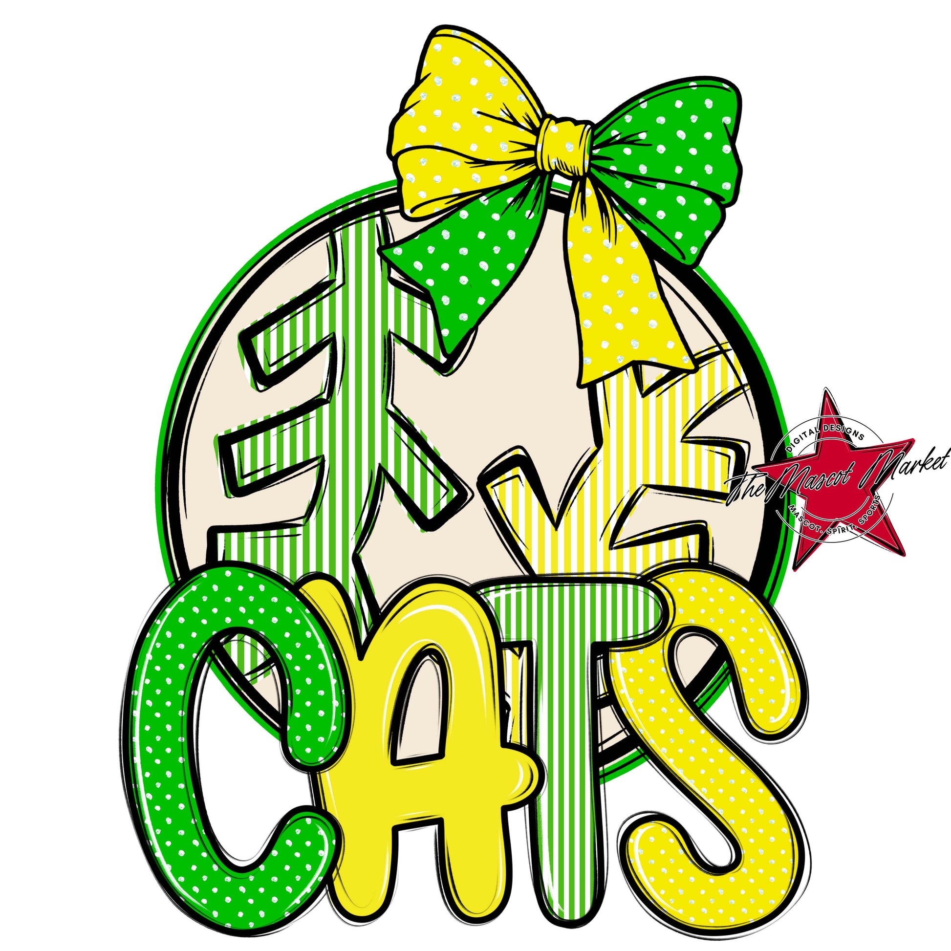 Cats Baseball-Softball Spirit Design-Bright Green & Bright Yellow