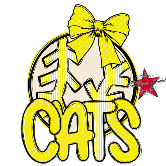 Cats Baseball-Softball Spirit Design-Bright Yellow