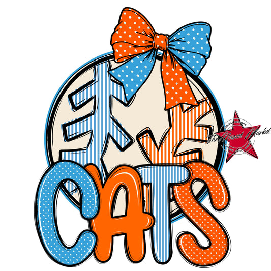 Cats Baseball-Softball Spirit Design-Carolina Blue & Orange