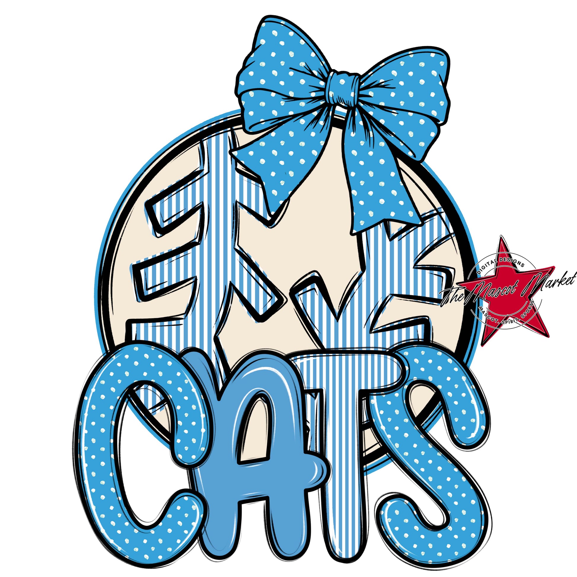 Cats Baseball-Softball Spirit Design-Carolina Blue