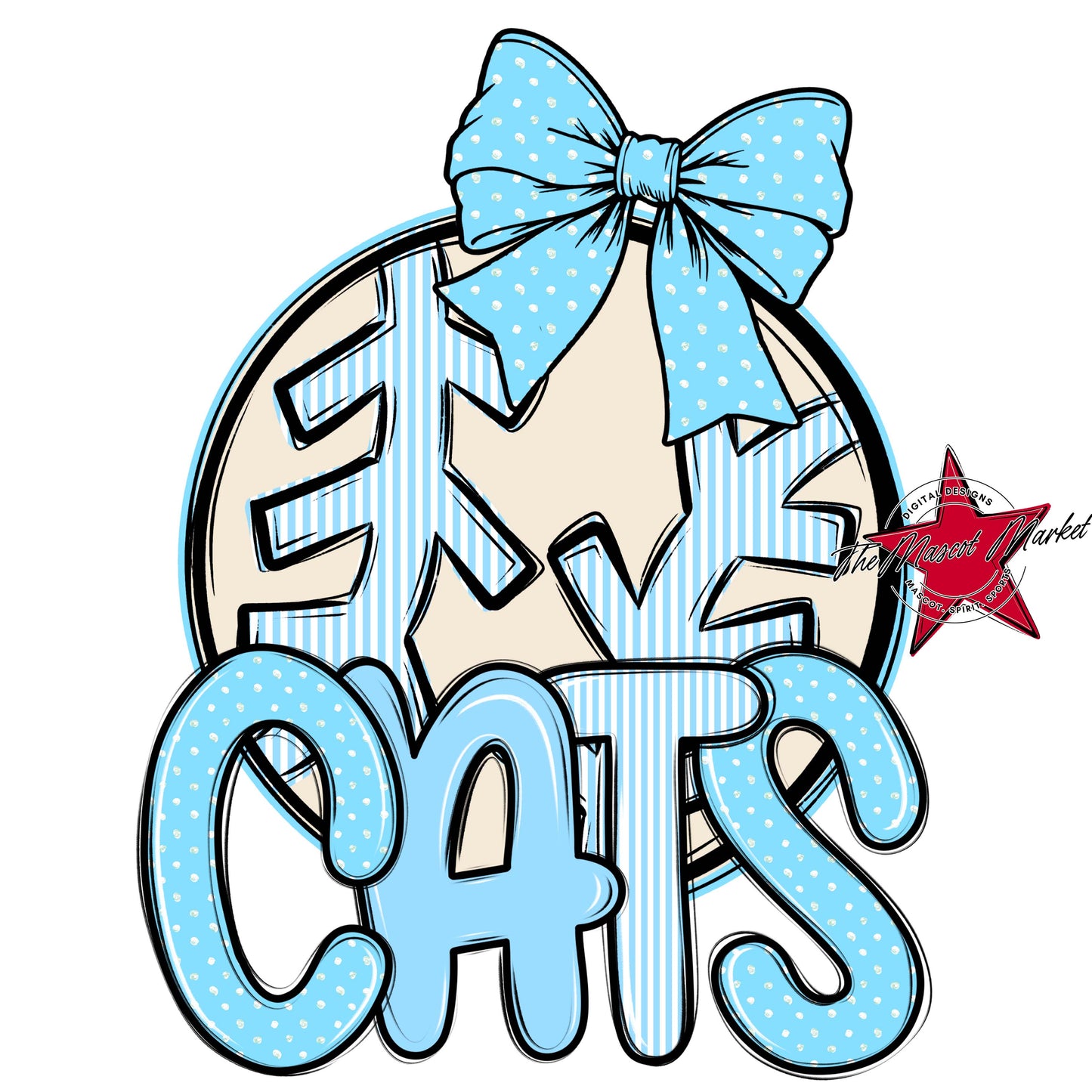 Cats Baseball-Softball Spirit Design-Columbia Blue
