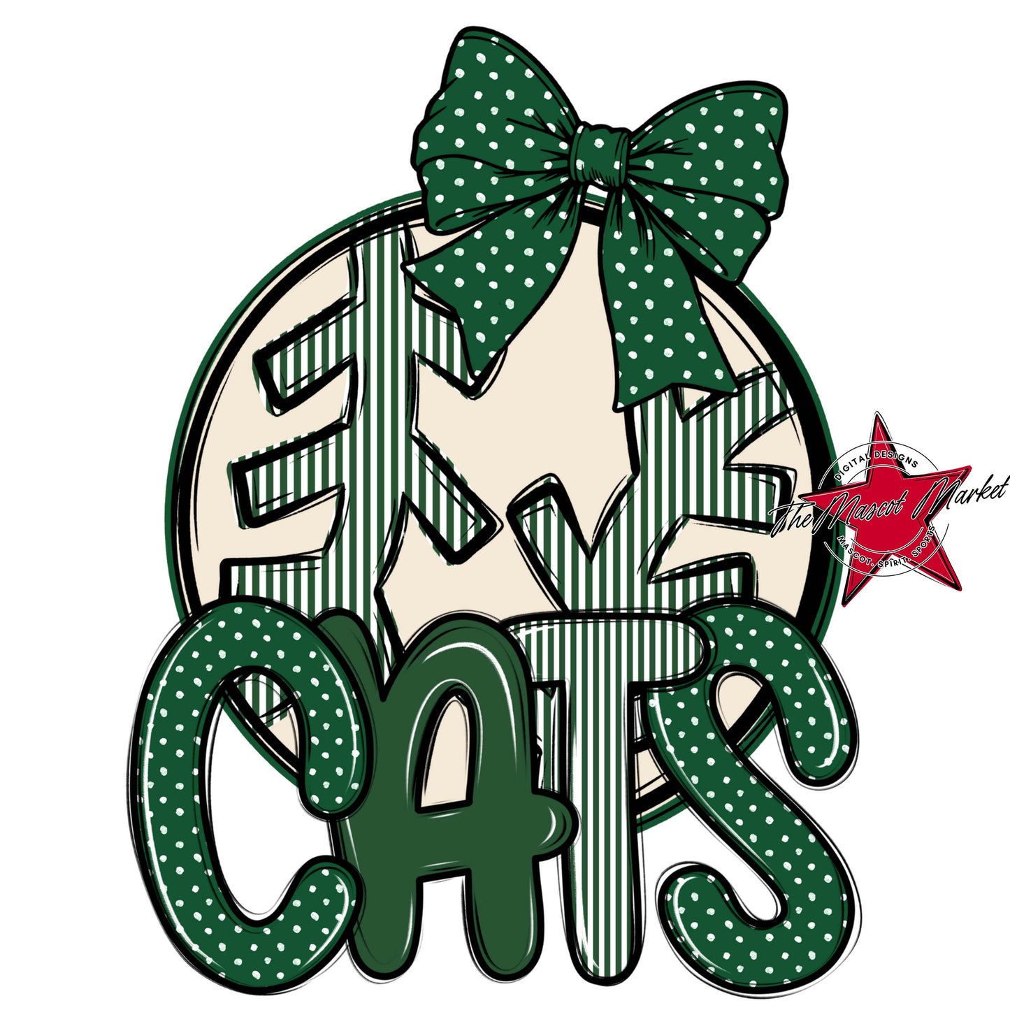 Cats Baseball-Softball Spirit Design-Green
