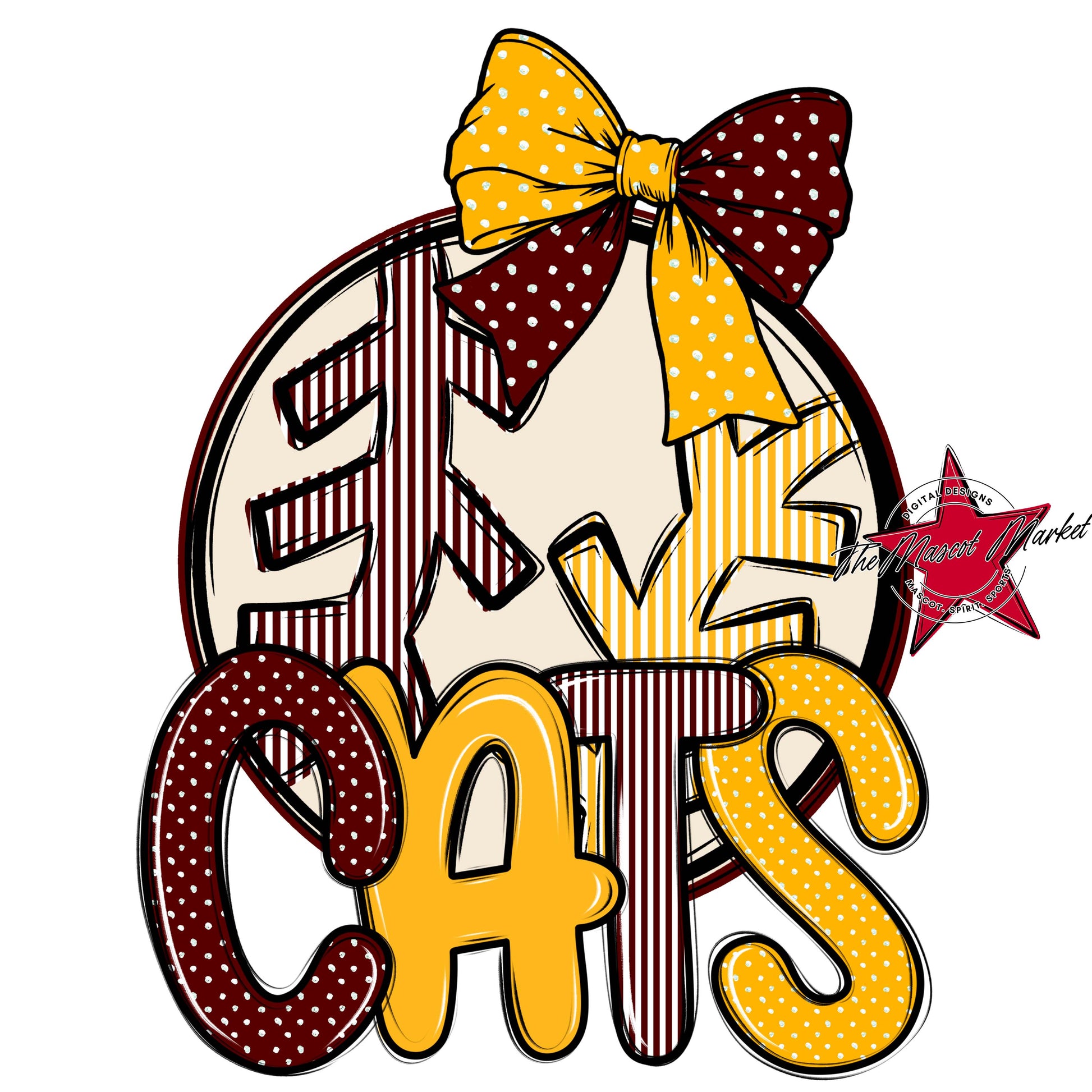 Cats Baseball-Softball Spirit Design-Maroon & Yellow