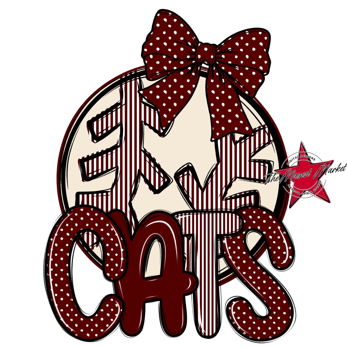 Cats Baseball-Softball Spirit Design-Maroon
