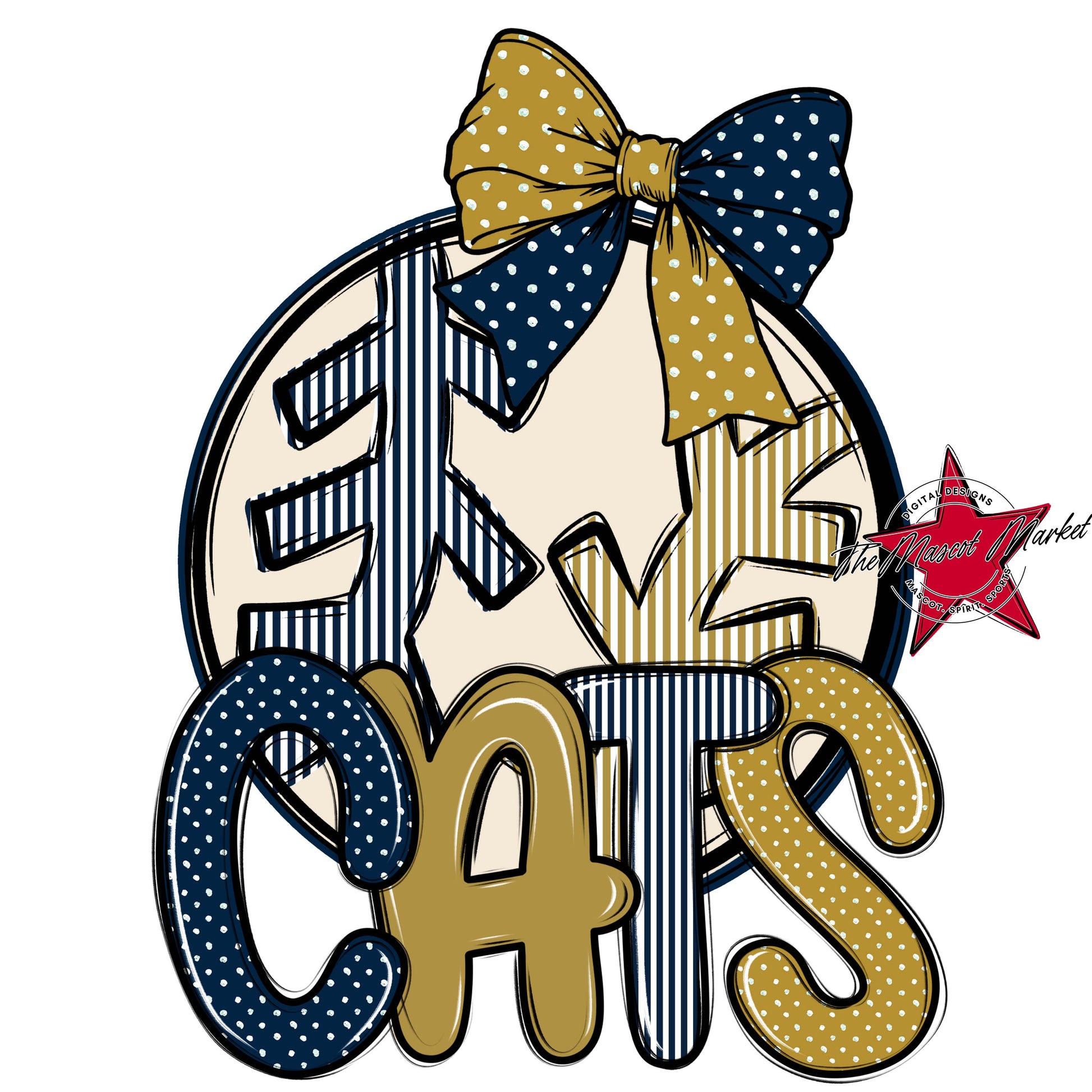Cats Baseball-Softball Spirit Design-Navy & Gold