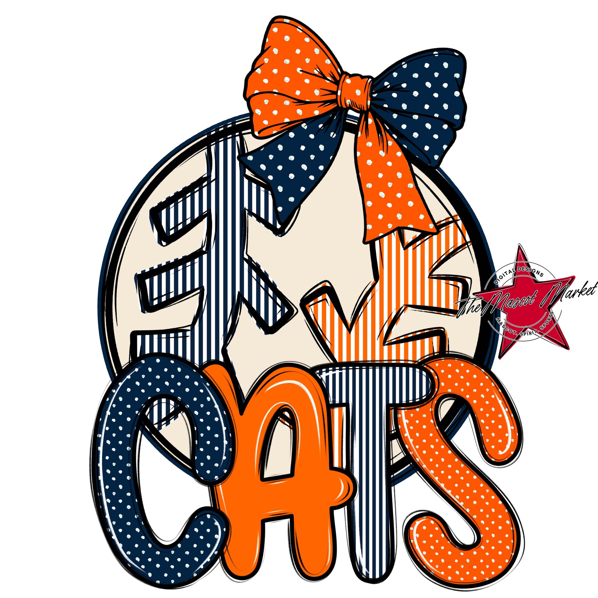 Cats Baseball-Softball Spirit Design-Navy & Orange