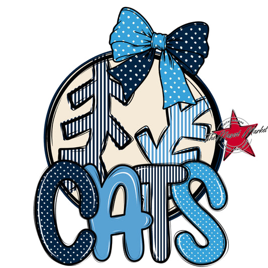 Cats Baseball-Softball Spirit Design-Navy & Carolina Blue