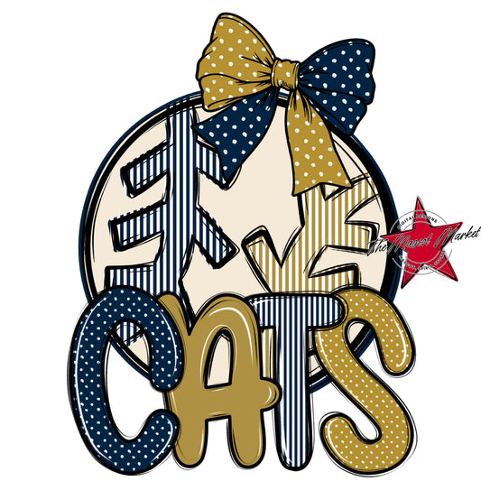 Cats Baseball-Softball Spirit Design-Navy & Gold