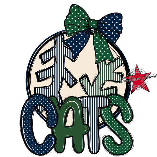 Cats Baseball-Softball Spirit Design-Navy & Green