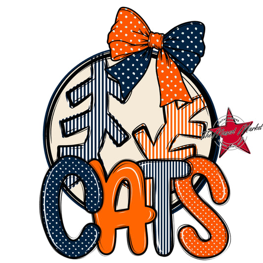 Cats Baseball-Softball Spirit Design-Navy & Orange