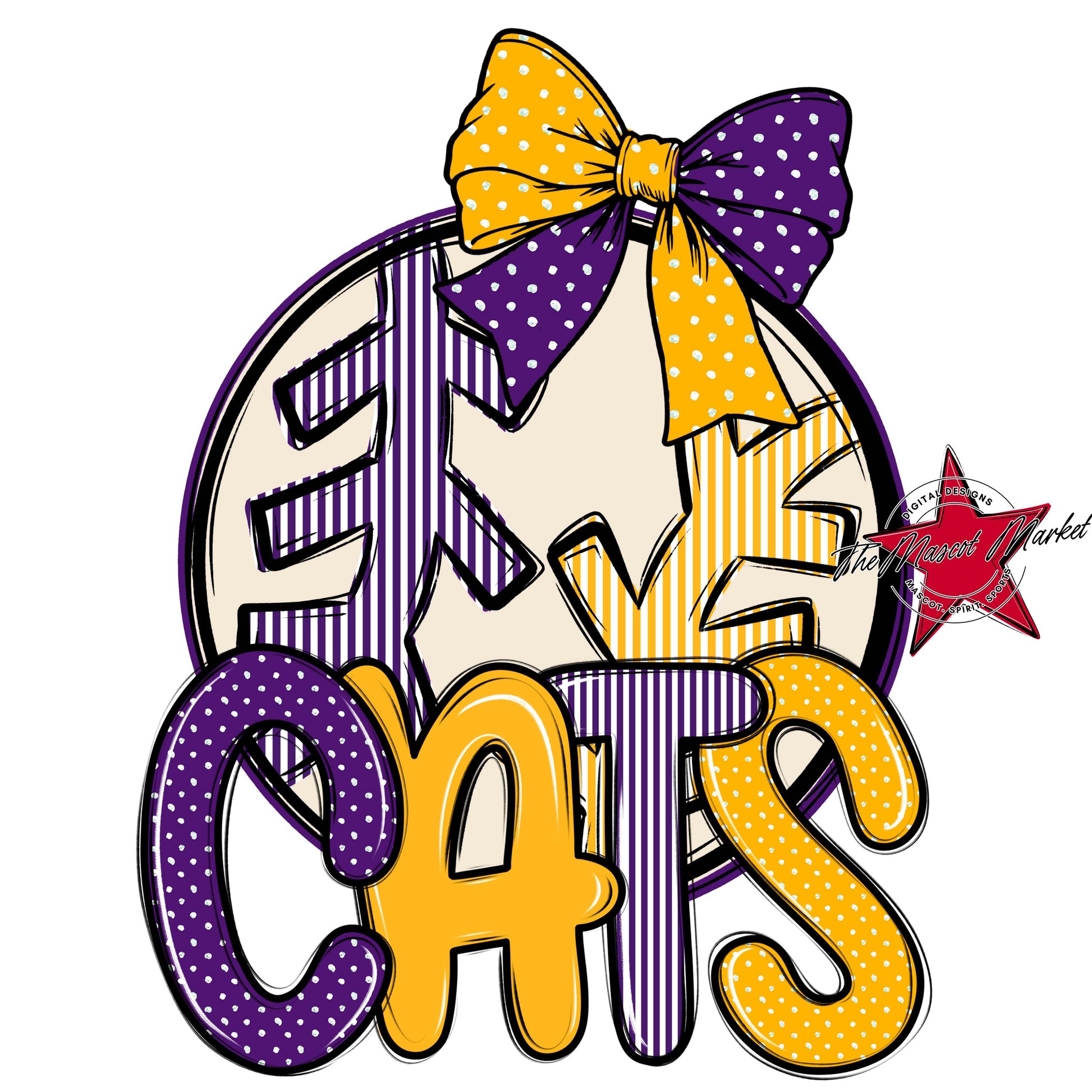 Cats Baseball-Softball Spirit Design-Purple & Yellow
