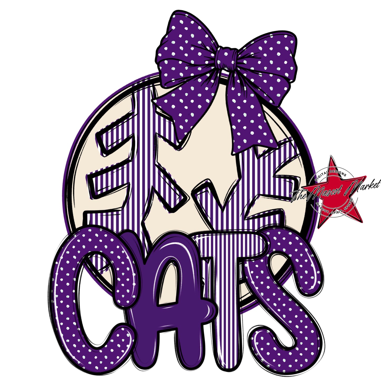 Cats Baseball-Softball Spirit Design-Purple