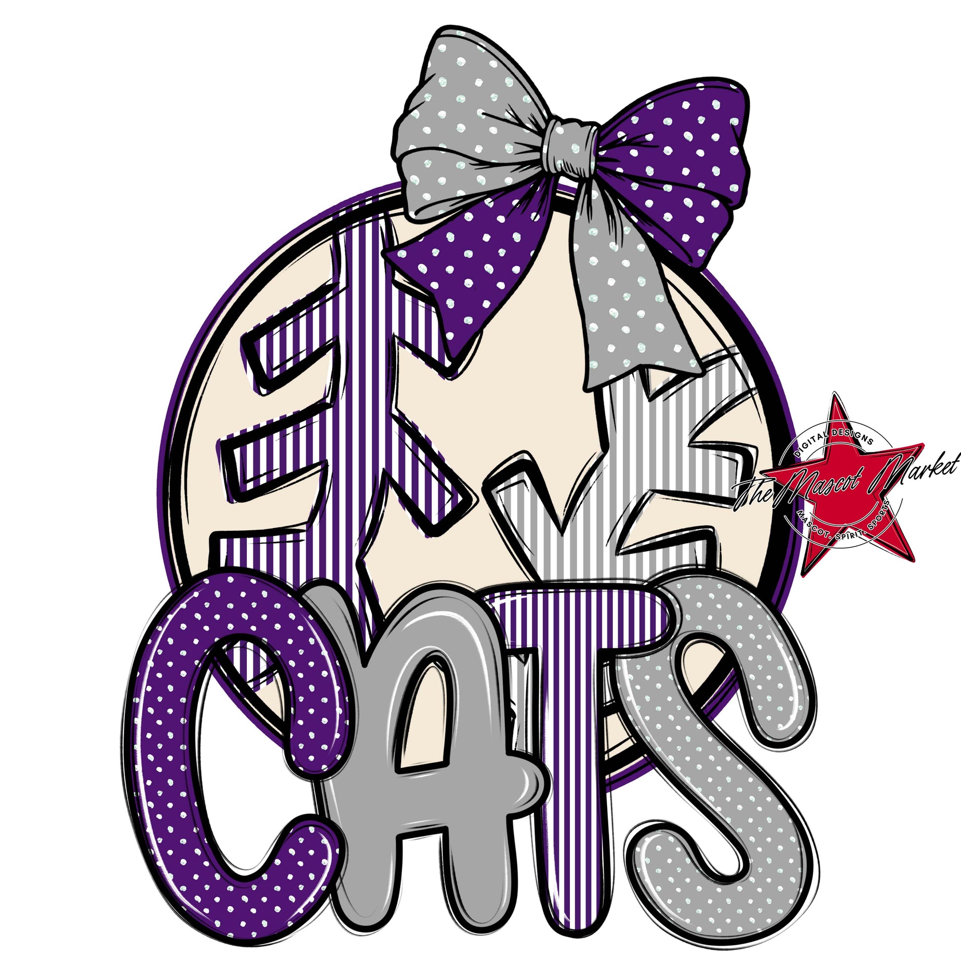 Cats Baseball-Softball Spirit Design-Purple & Grey