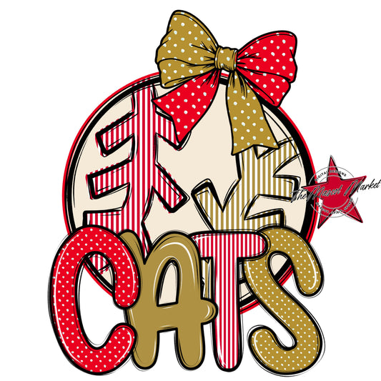Cats Baseball-Softball Spirit Design-Red & Gold