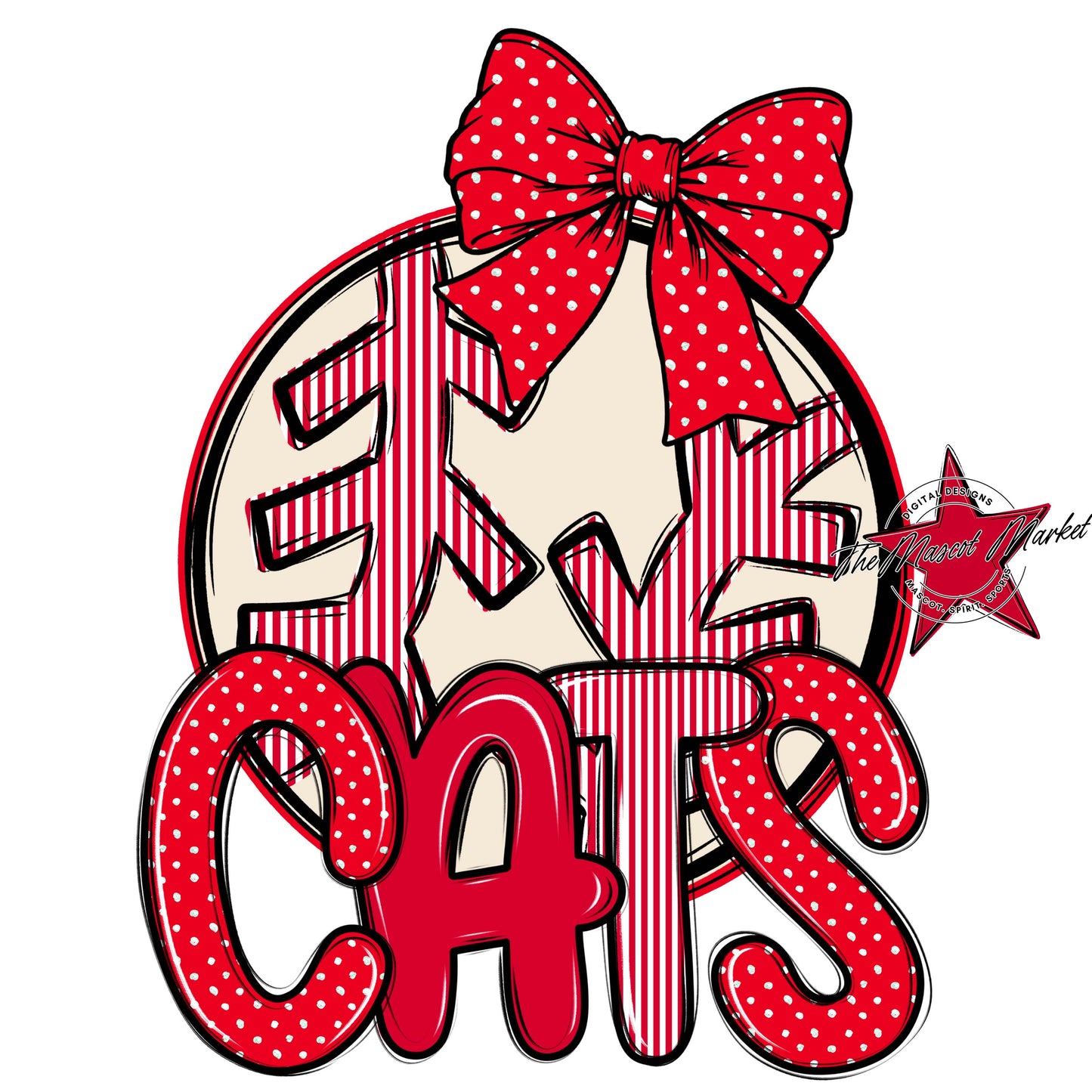 Cats Baseball-Softball Spirit Design-Red