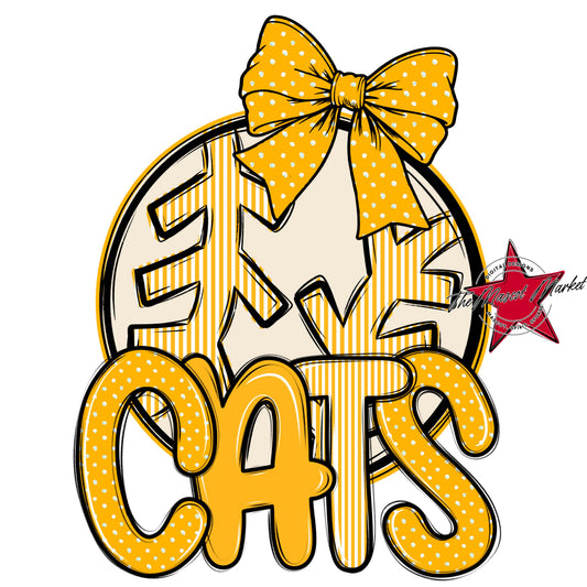 Cats Baseball-Softball Spirit Design-Yellow