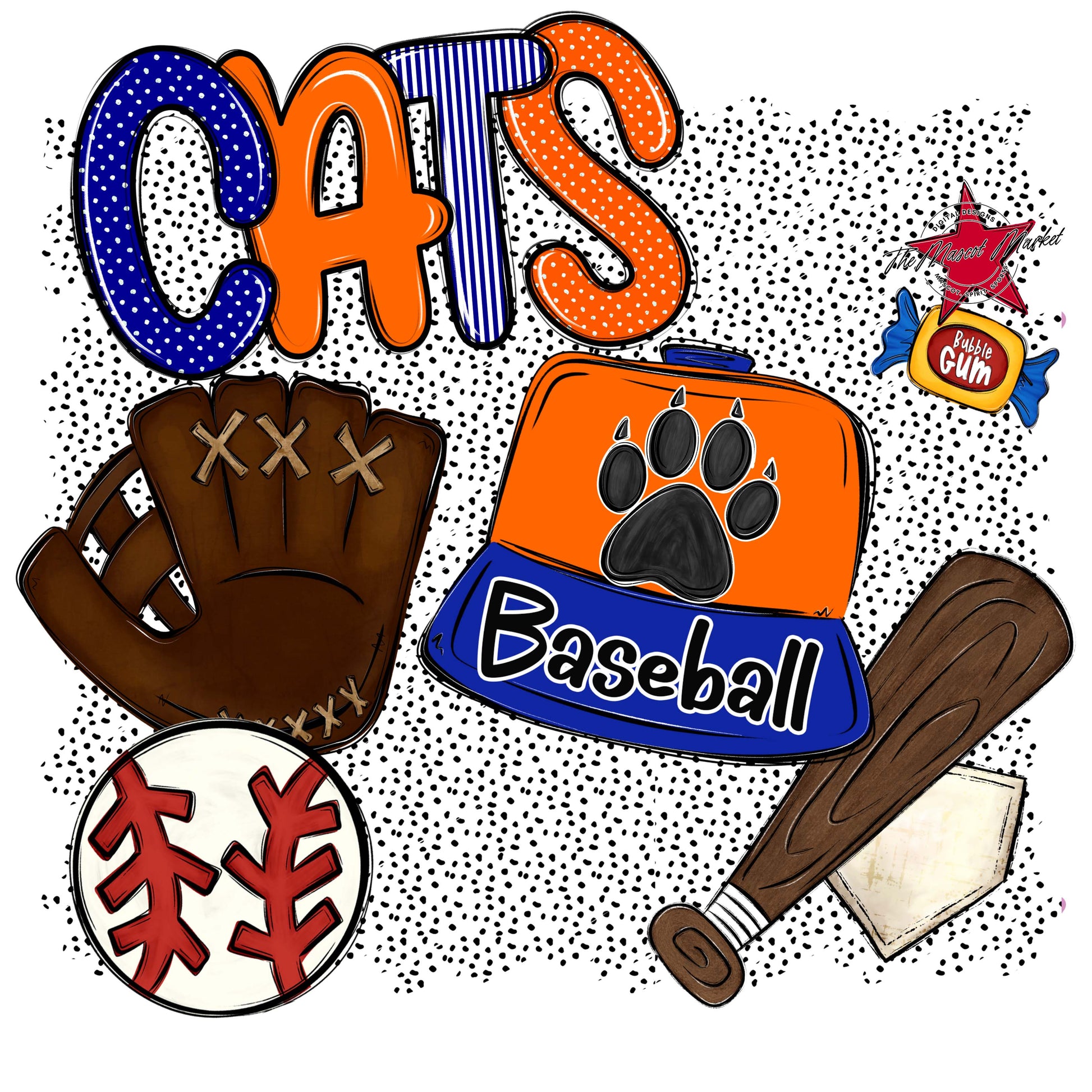 Cats Baseball Spirit-Blue & Orange