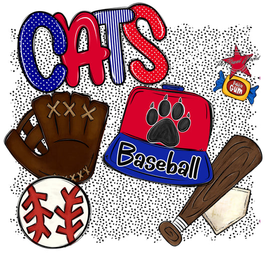 Cats Baseball Spirit-Blue & Red