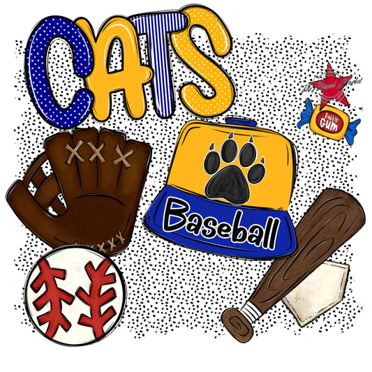 Cats Baseball Spirit-Blue & Yellow