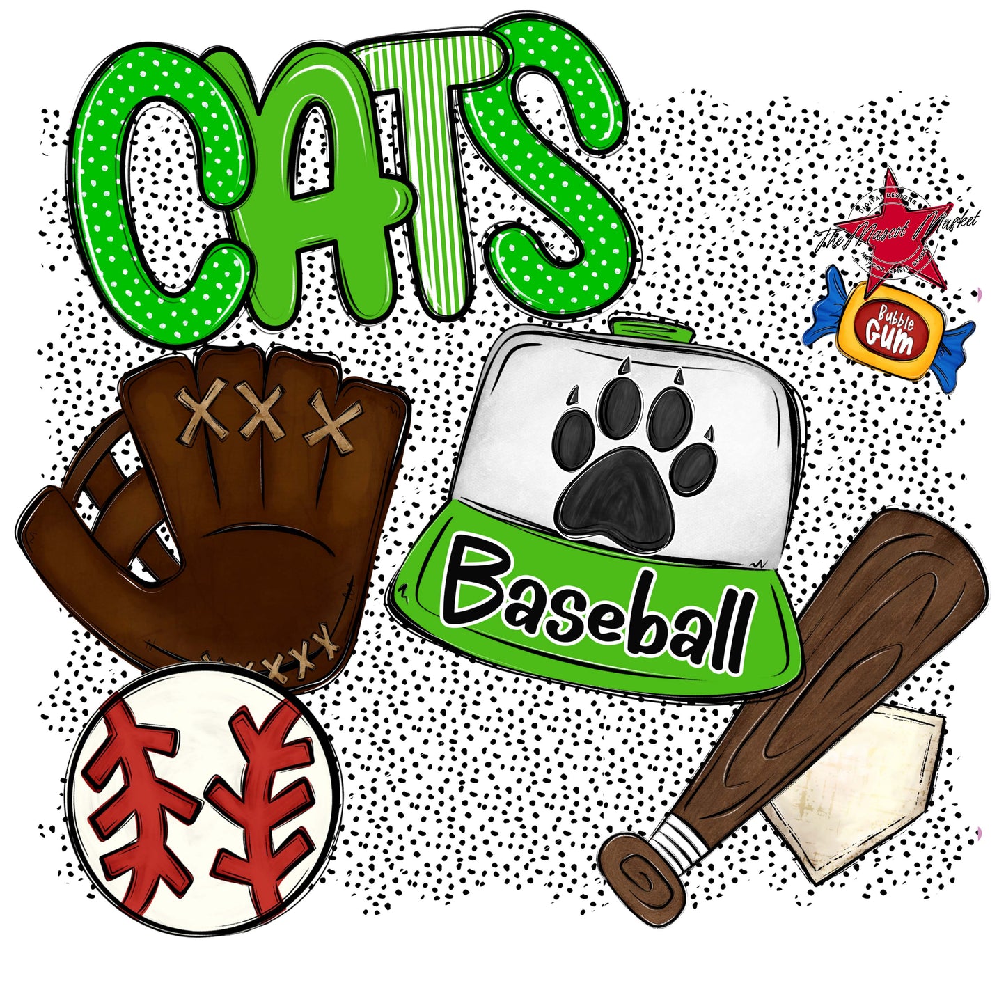 Cats Baseball Spirit-Bright Green