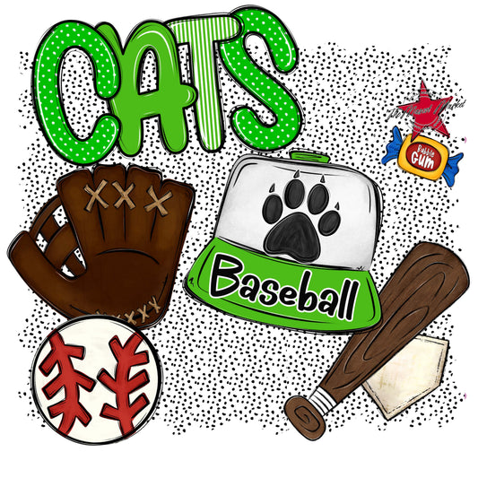 Cats Baseball Spirit-Bright Green