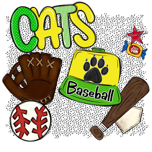 Cats Baseball Spirit-Bright Green & Bright Yellow